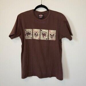 Harley Davidson Poker Brown Graphic Tee Shirt Size Medium Gainesville Florida